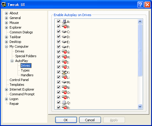 写真２．TweakUI for Windows XPの設定画面２
